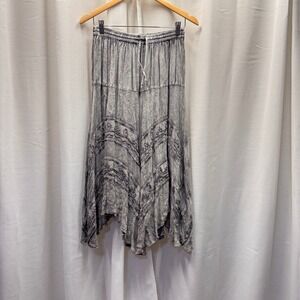 Advance Apparels Maxi Skirt Womens OS Gray Boho Embroidered Fairycore Festival